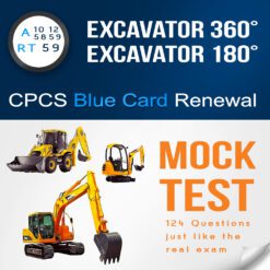 A10, 12, 58, 59 - RT59 Excavator 360 and 180 Citb CPCS NOCN blue card renewal mock test, theory practice test with 124 Qestions and answers PDF