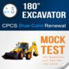 Image depicting A10 and A12 - RT12 Excavator 180 Citb NOCN CPCS blue card renewal mock test, theory practice test with 130 multiple choice Questions and answers PDF, designed for excavator operators below and above 5 tonnes.