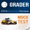 Image displaying A19 - RT19 Grader Citb NOCN CPCS blue card renewal mock test cover, indicating a theory practice test with 123 multiple choice questions and answers in a PDF format.