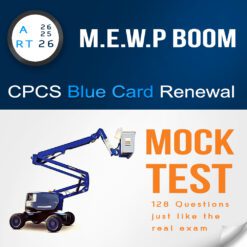 A26 RT26 MEWP Boom CPCS Blue Card Renewal Mock Test - Image depicting a person operating a MEWP boom.