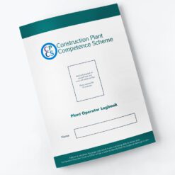 Image showing a printed 2024 CITB CPCS Logbook for renewing the Blue Card, featuring construction plant imagery and text indicating 300 hours requirement.